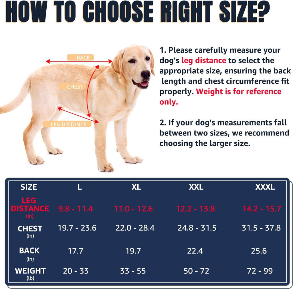 Dog Lift Harness Carrier Backpack - Full Body Sling with Adjustable Straps & Handle, Breathable Support Emergency Rescue Kit for Elderly Injured Arthritic Disabled Medium Large Dogs, 3XL