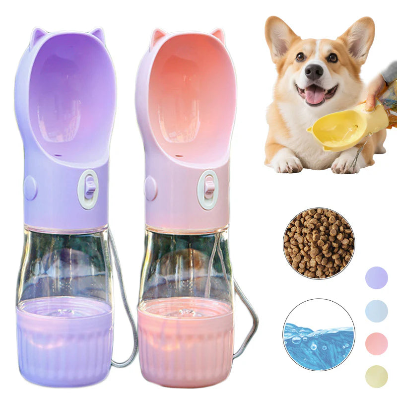 Ultimate 2-in-1 Portable Dog Water Bottle & Food Container - Leak-Proof Drinking Bowl for Dogs and Cats, Perfect for Outdoor Adventures!