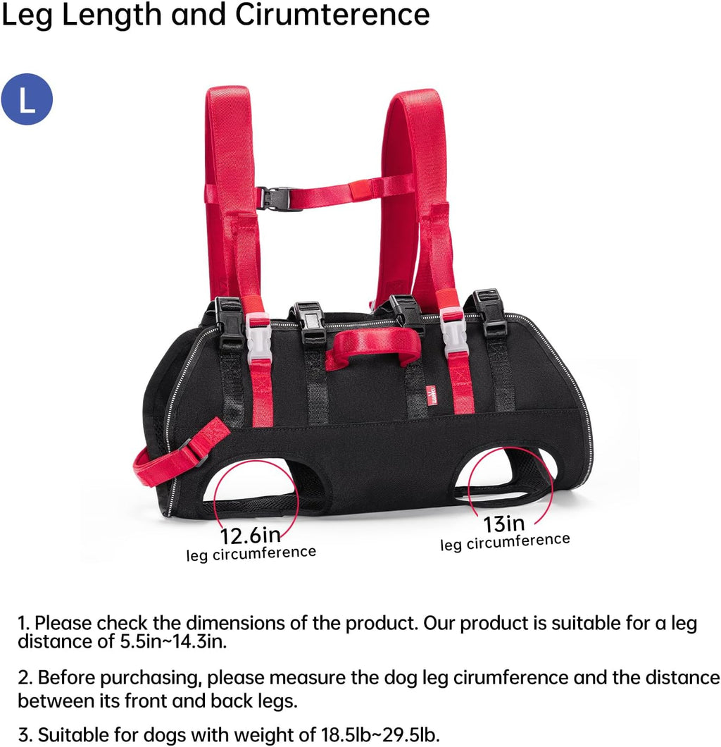 Dog Emergency Rescue Sling - Lightweight Packable Lift Harness with Handle - Safe Transport for Small Medium Dogs - Ideal for Hiking Skiing（18.5-29.5Lbs）