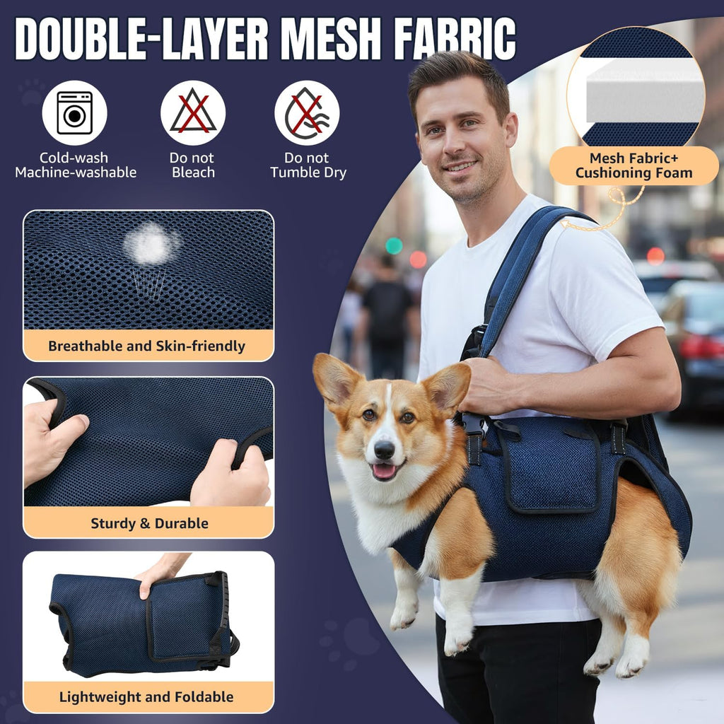 Dog Lift Harness Carrier Backpack - Full Body Sling with Adjustable Straps & Handle, Breathable Support Emergency Rescue Kit for Elderly Injured Arthritic Disabled Medium Large Dogs, 3XL