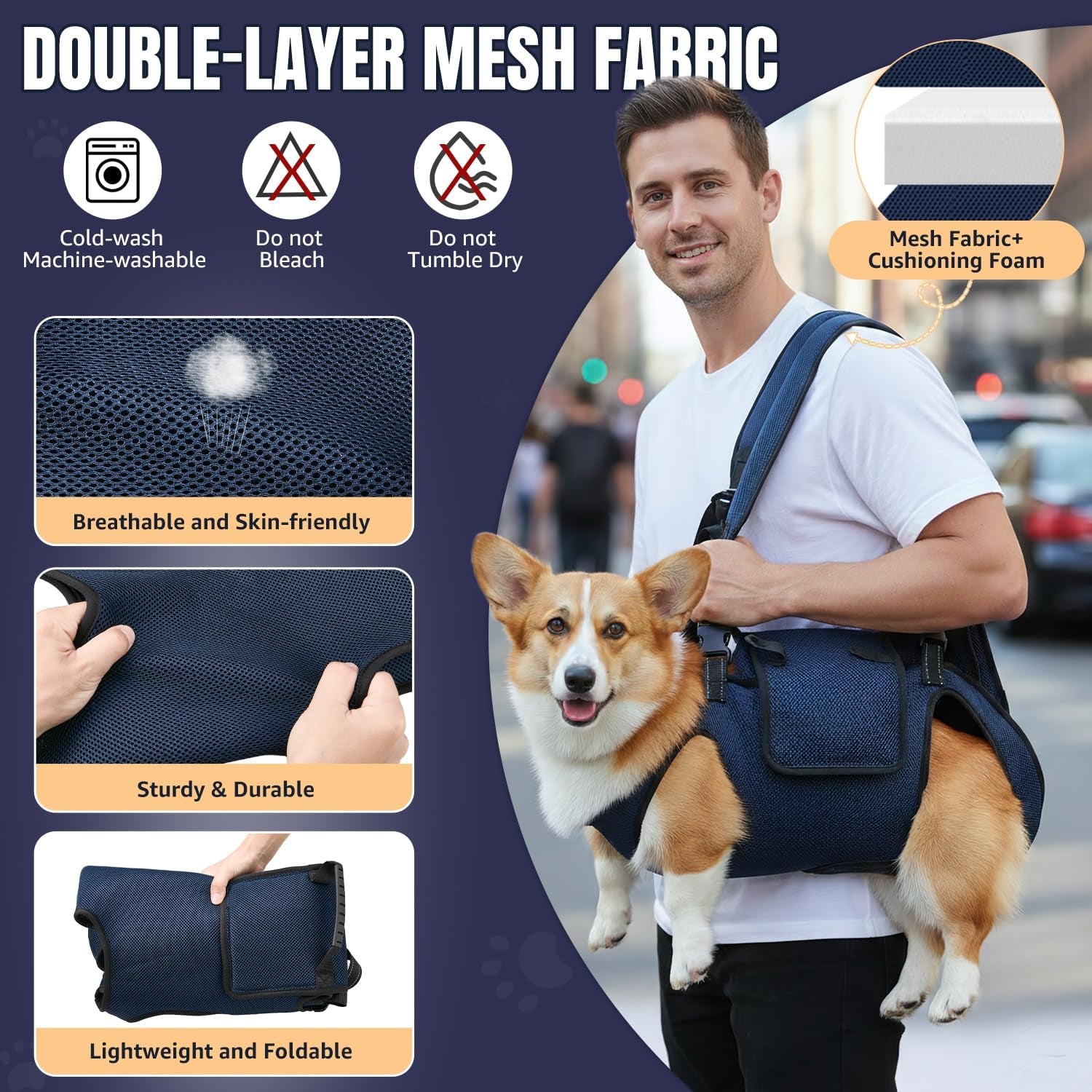 Dog Lift Harness Carrier Backpack - Full Body Sling with Adjustable Straps & Handle, Breathable Support Emergency Rescue Kit for Elderly Injured Arthritic Disabled Medium Large Dogs, 3XL