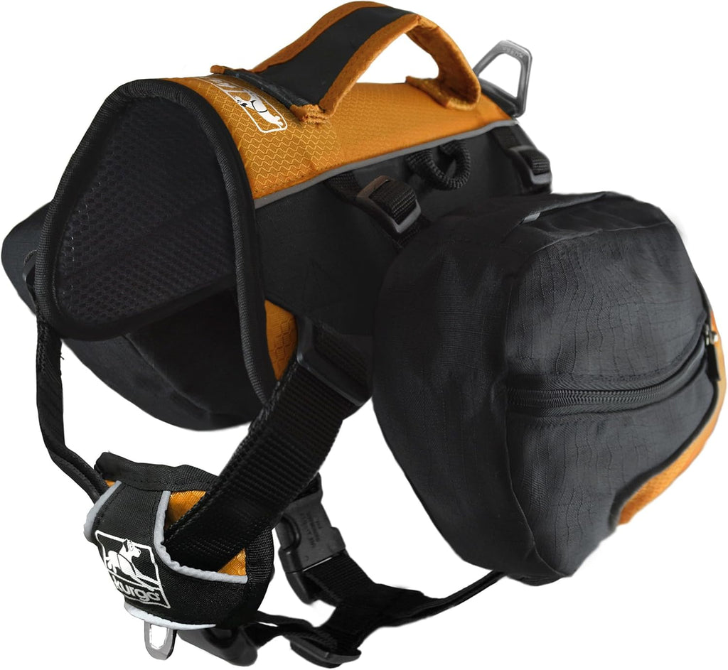Big Baxter Dog Backpack, Dog Saddlebag, Dog Pack, Adjustable Saddlebag for Hiking, Walking, Running, Camping, Black/Orange