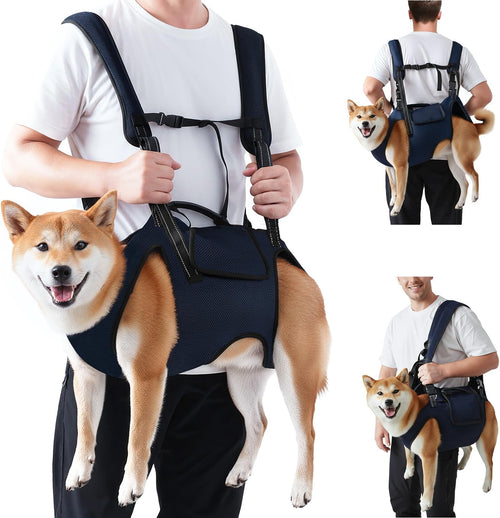 Dog Lift Harness Carrier Backpack - Full Body Sling with Adjustable Straps & Handle, Breathable Support Emergency Rescue Kit for Elderly Injured Arthritic Disabled Medium Large Dogs, 3XL